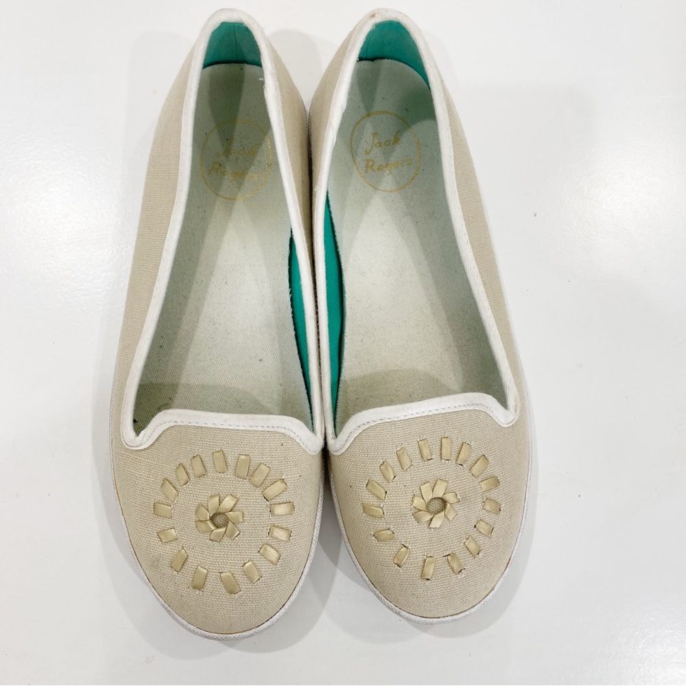JACK ROGERS Tan Mila Canvas Slip-On Sneakers Casual Shoes Size 8.5